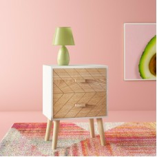 Neo White 2 Drawers Wooden Bedside Table